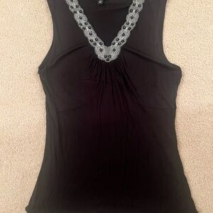 Mossimo Supply Co. Black Tank Top with Gray/white sheer Lace